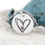 The River Necklace - Dainty Heart Paw Print Necklace